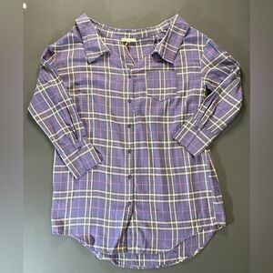 Easel Purple Plaid Button Down Shirt